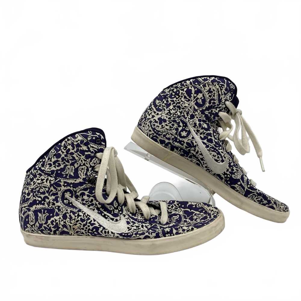 Nike Purple White Paisley Printed Mid Top Sneakers | Womens 7